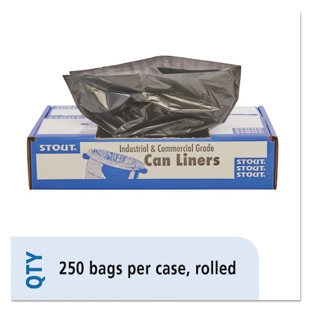Stout 10 gal Trash Bags, 24 in x 24 in, Heavy-Duty, 1 mil, Brown/Black, 250 PK T2424B10